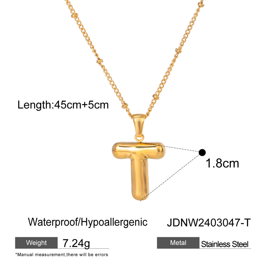 Stainless Steel Letter Necklace Pendant Necklace Jewelry Collarbone Chain