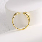 R0464 Fashion Minimalist Smooth Ring for Women Copper Plated with Real Gold Cool Open Adjustable Ring
