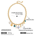 Gold-Plated Stainless Steel Necklace with Seashell Detail — side detail — jewelry finish and design detail