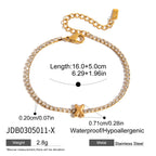 Stainless Steel Rhinestone Letter Bracelet Jewelry Non-Fading Accessories for Women