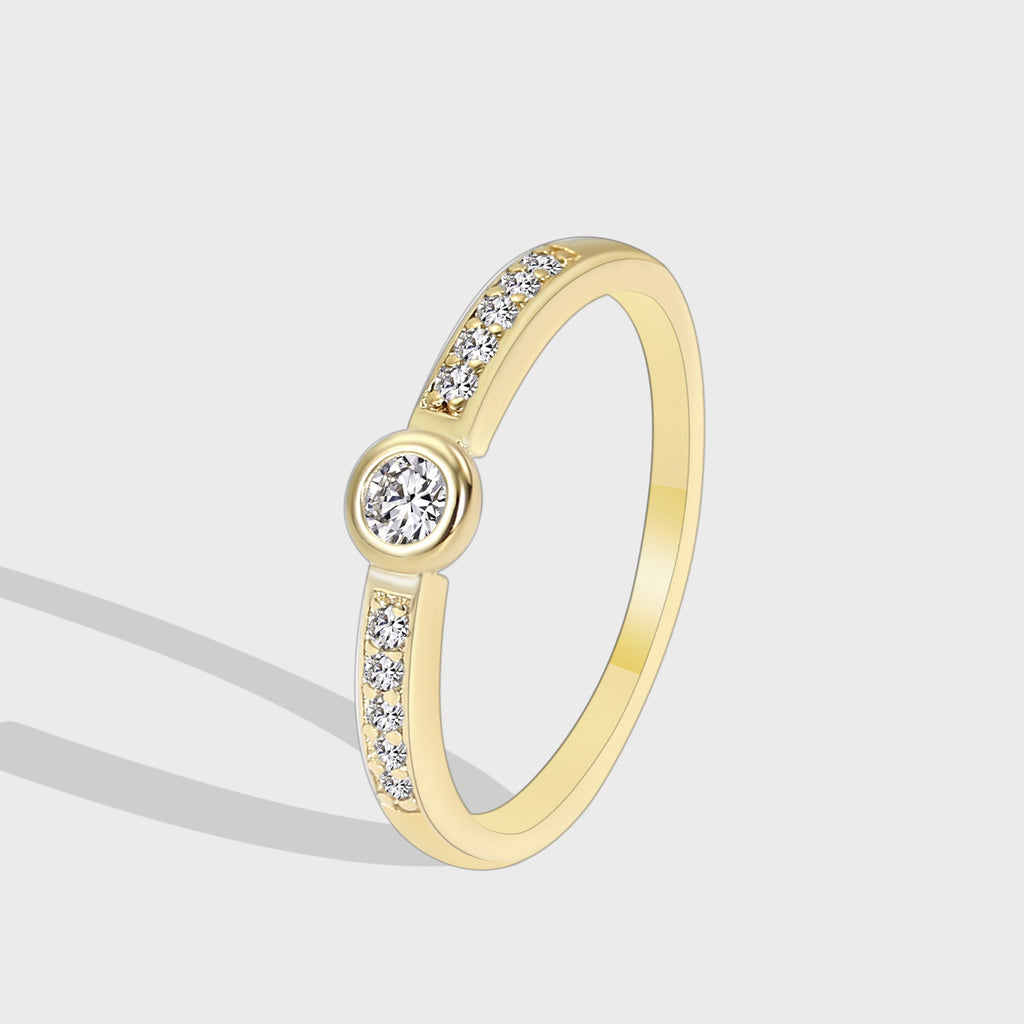 R0118 Spot Goods Fashion Micro Pave Zircon Ring Small Brass Gold Plated Ring