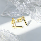 E0070 Simple Bamboo Knot Small Earrings for Women925Silver Needle Gold Plated Zirconia Earrings Export Jewelry