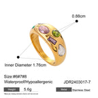 Stainless Steel Exaggerated Zircon Ring Vintage Item rings