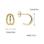 E0396Women's Jewelry Hollow Three-Layer Ear Hook Circle C Three-Hoop Earrings Geometric Earrings Minimalist Style