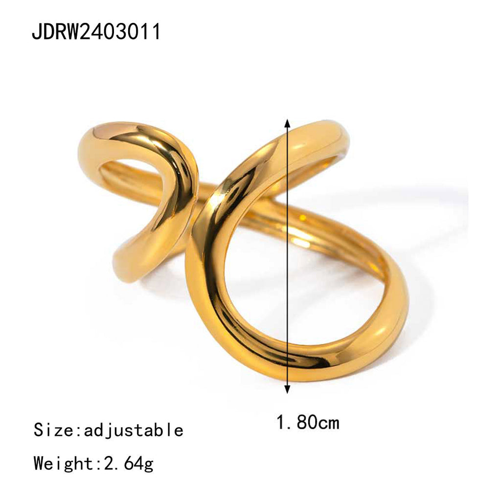 2H Jewelry Stainless Steel Exaggerated Ring Irregular Shape rings Female