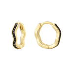 SE0125 S925Silver Design Wave Pattern Black Epoxy Earrings for Women Plated14K Golden Ear Jewelry