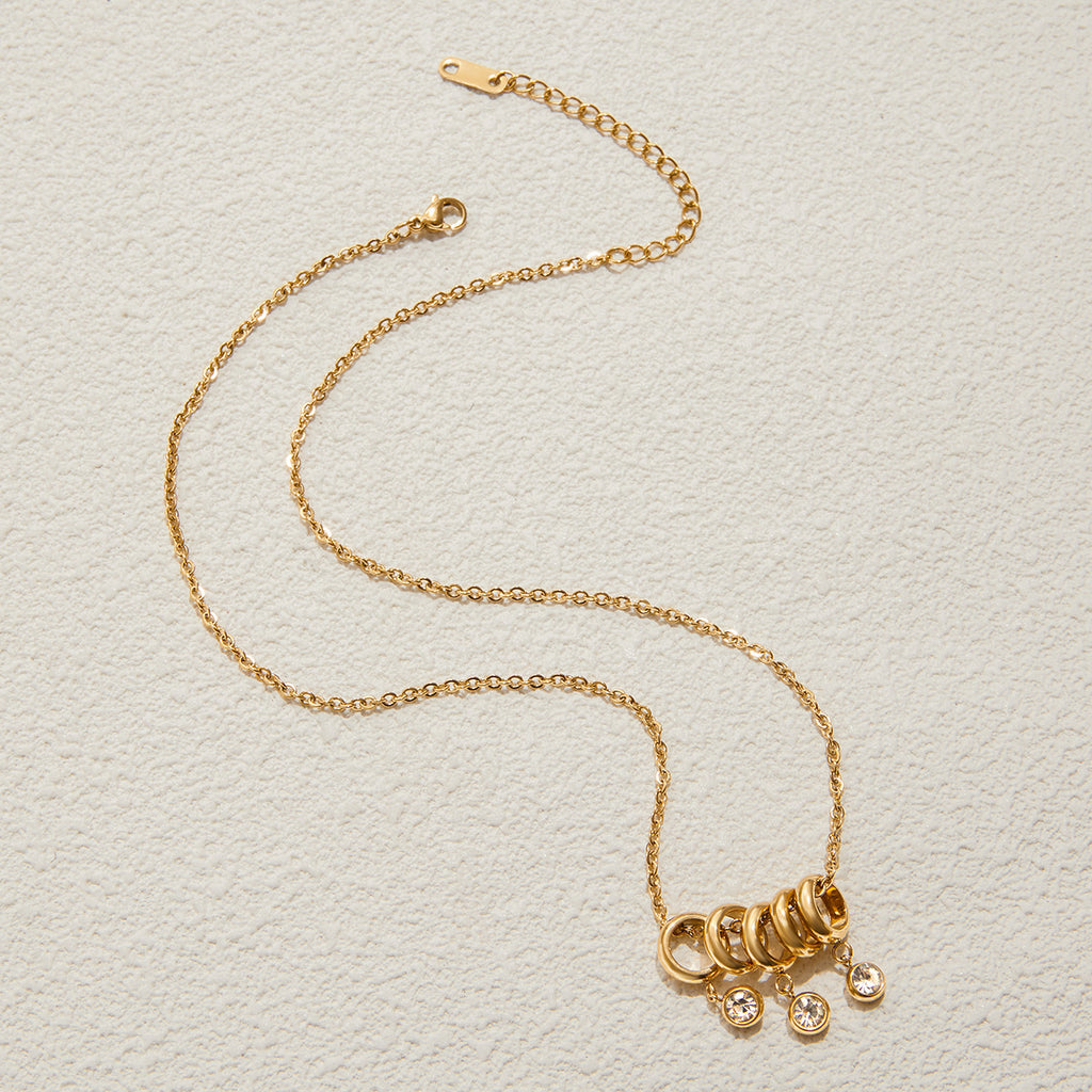 2H18K Gold Stainless Steel Rhinestone Necklace Accessories Women's Non-Fading Necklace