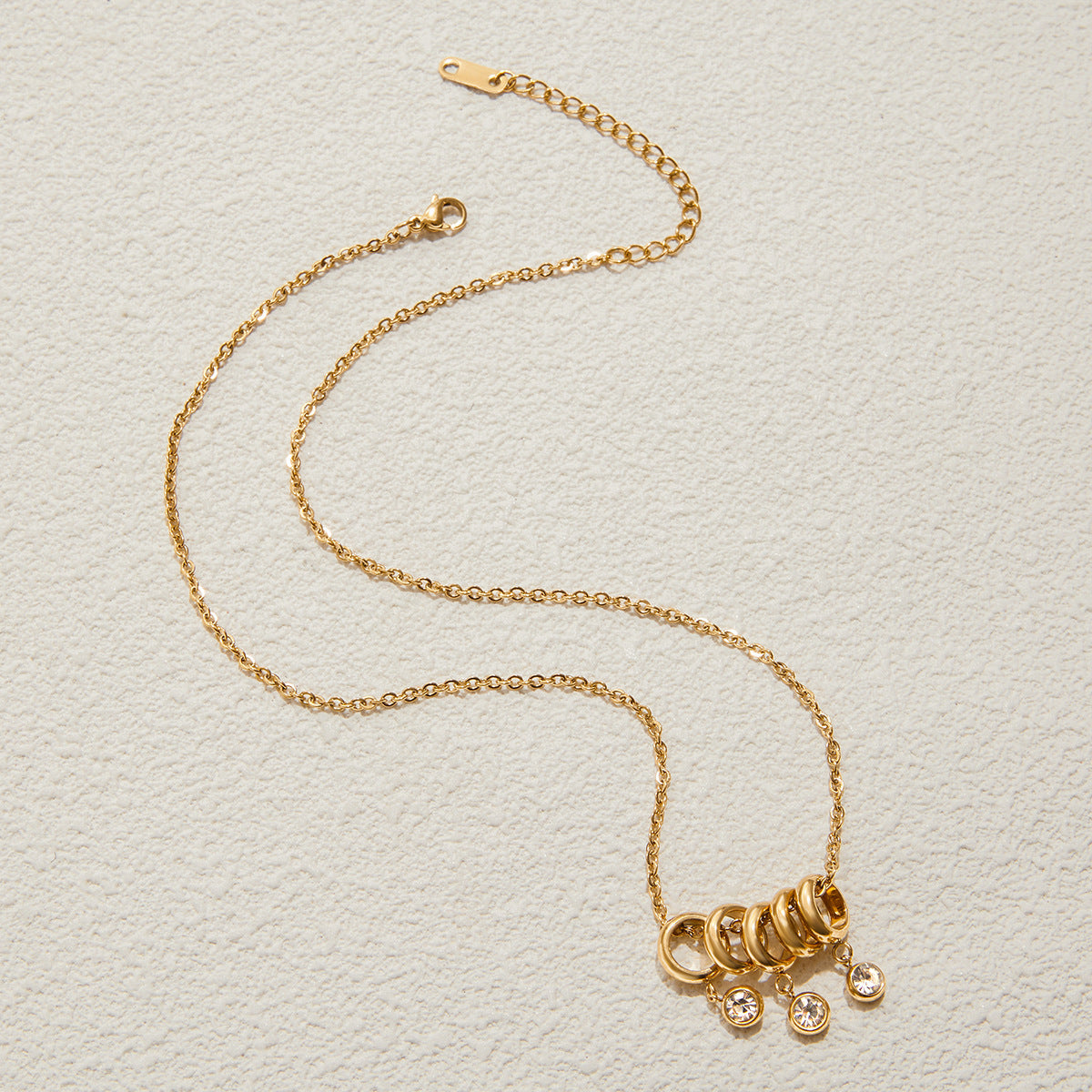 2H18K Gold Stainless Steel Rhinestone Necklace Accessories Women's Non-Fading Necklace