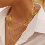 2H  Metal Necklace Jewelry Stainless Steel gold5mm Blade Chain Snake Chain Necklace for Women