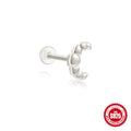 925 Sterling Silver Tassel Water Drop Zircon Cartilage Earrings — decorative detail — alternate angle 2 — jewelry finish and design detail