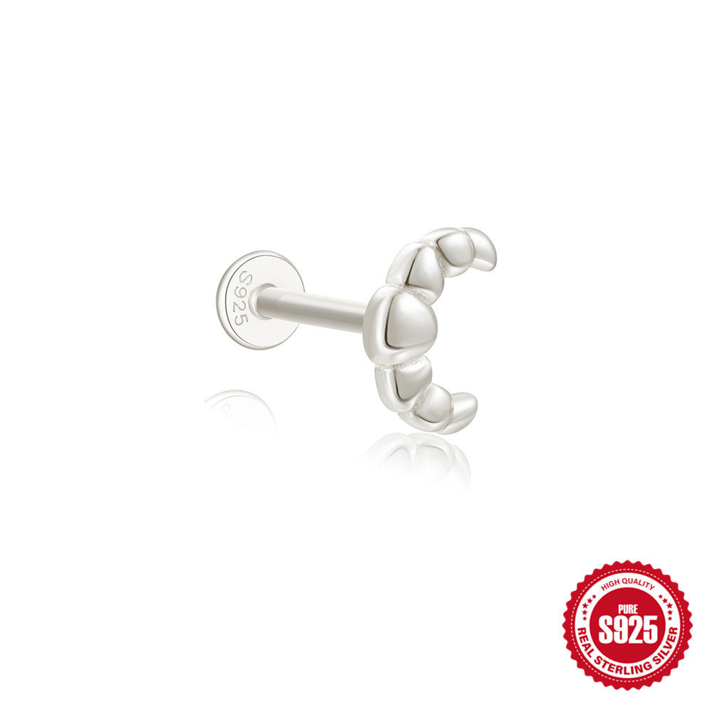 925Sterling Silver Tassel Water Drop Zircon Cartilage Piercing Flat Spiral Piercing Earrings Hot Selling Ear Bone Studs