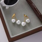 Stainless Steel Imitation Pearl Stud Earrings Cherry Ear Jewelry for Women