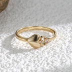 R0223 Gold-plated Zircon Double Heart Ring Fashion Retro Heart Women In Stock