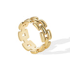 R0266 Fashion Chain Punk Unisex Ring Plain Copper Plated18K Gold