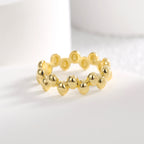 R0473 Design Sense Oval Bead Ring for Women, Copper Plated with Real Gold, Simple and Minimalist Ring