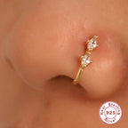 New S925Sterling Silver Geometric Water Drop Lightning Diamond Nose Ring Creative Style nose cuff Piercing jewelry