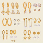 Three Pairs of Stainless Steel Zircon Earrings Pearl Earrings Ear Accessories