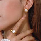 Stainless Steel Pearl Ring Non-Fading Earrings Jewelry earring