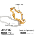 Rhinestone Ribbed Ring Non-Fading Jewelry Stainless Steel