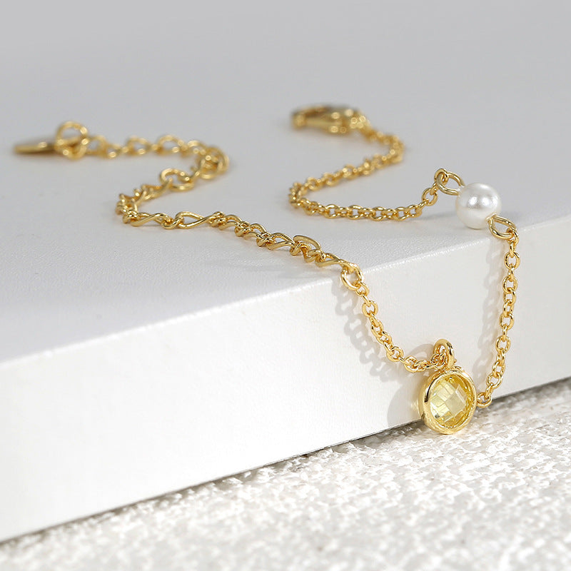 B0091 Factory Direct Jewelry gold Zircon Bracelet for Women Simple Style Copper Gold Plated Pearl Accessories