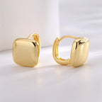 E0618 Fashion Simple Geometric Square Smooth Earrings for Women Copper Gold Plated Minimalist Design Small Ear Clips