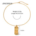 18K Gold-Tone Stainless Steel Pendant Necklace with Geometric Ribbed Detail styled for independent jewelry boutiques