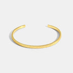 B0002 Simple Personality Gear Bracelet for Women Copper Plated18K Gold Open Adjustable Smooth Bracelet
