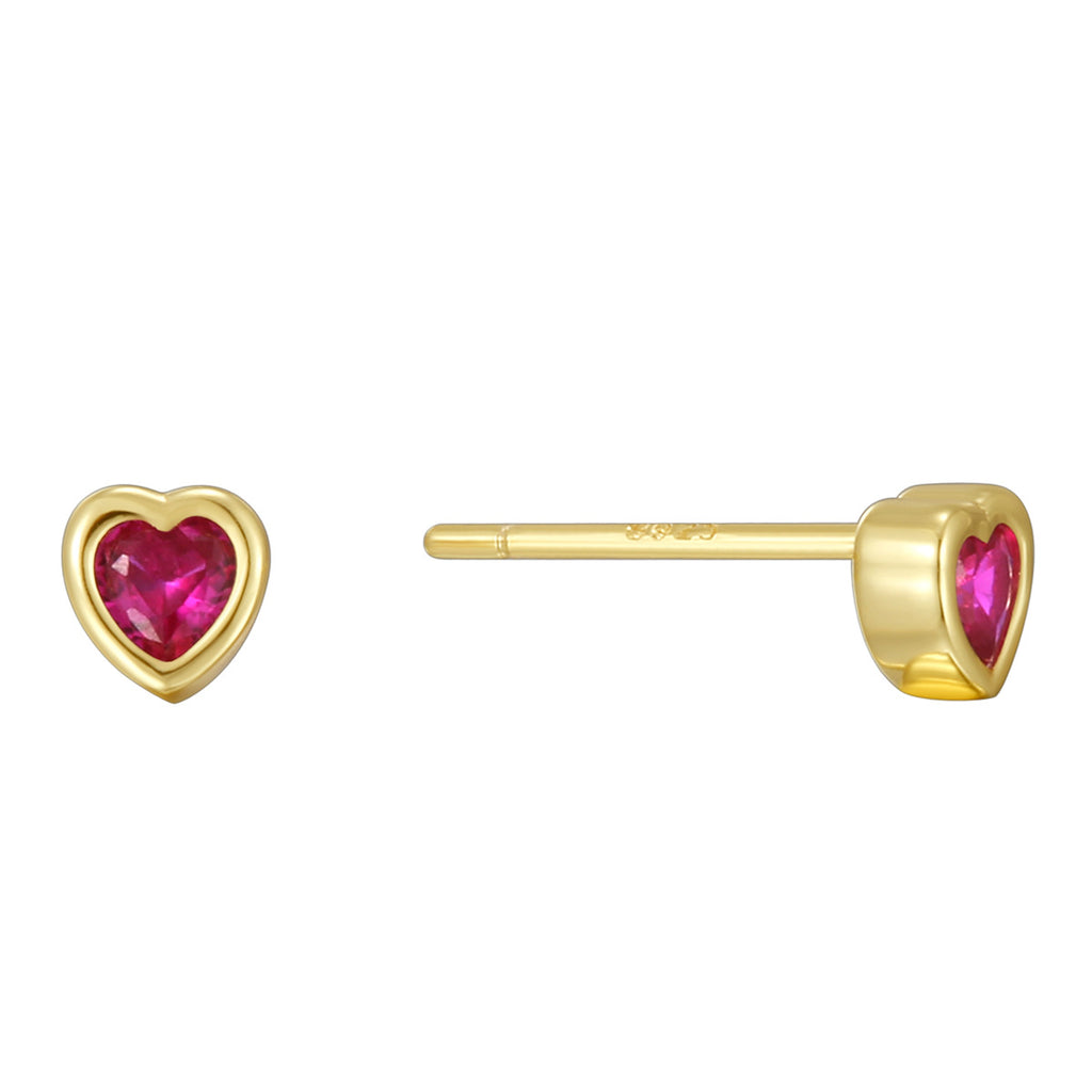 SE0251 S925Silver Heart Earrings for Women Design Ear Jewelry Studs Red Corundum Zircon