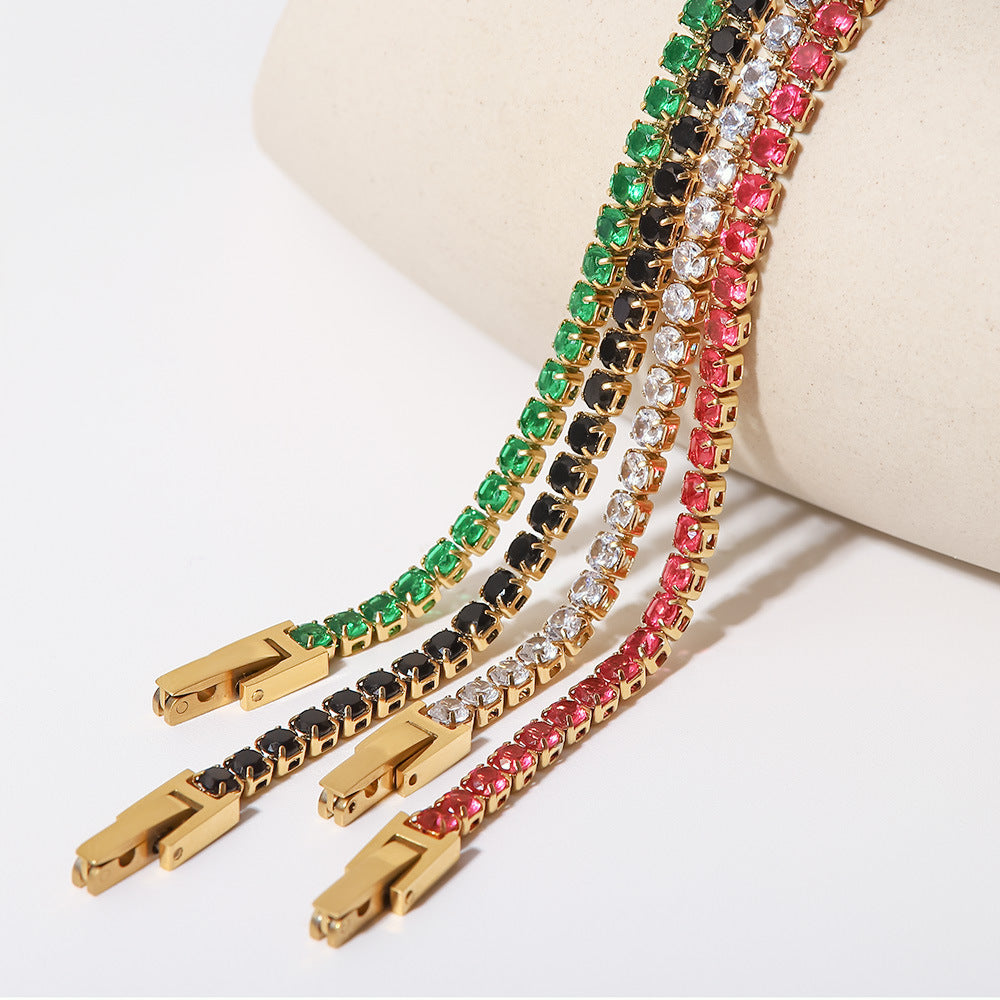 Fashionable and Versatile New Bracelet14K Gold Inlaid Full Zircon Stainless Steel Bracelet Vintage Bracelet for Women