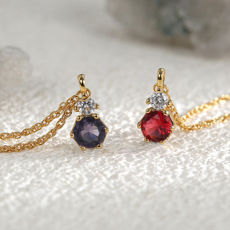 B0099 Red and Purple Two-tone Glass Inlaid Zircon Bracelet for Women Simple Design