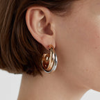 2H Stainless Steel Color Matching Wrapped Earrings Gold Silver