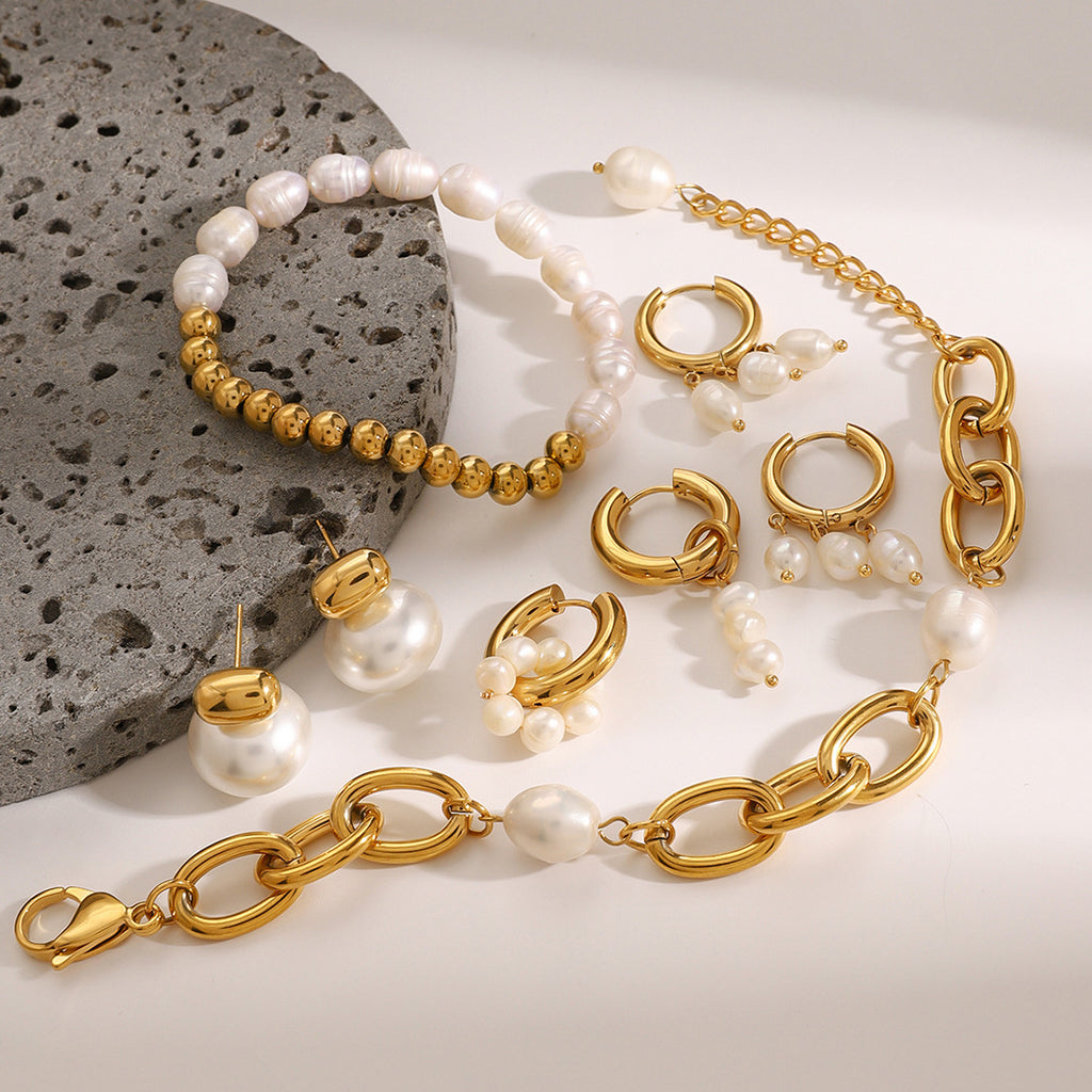 Stainless Steel Pearl Bracelet Earrings Jewelry earrings