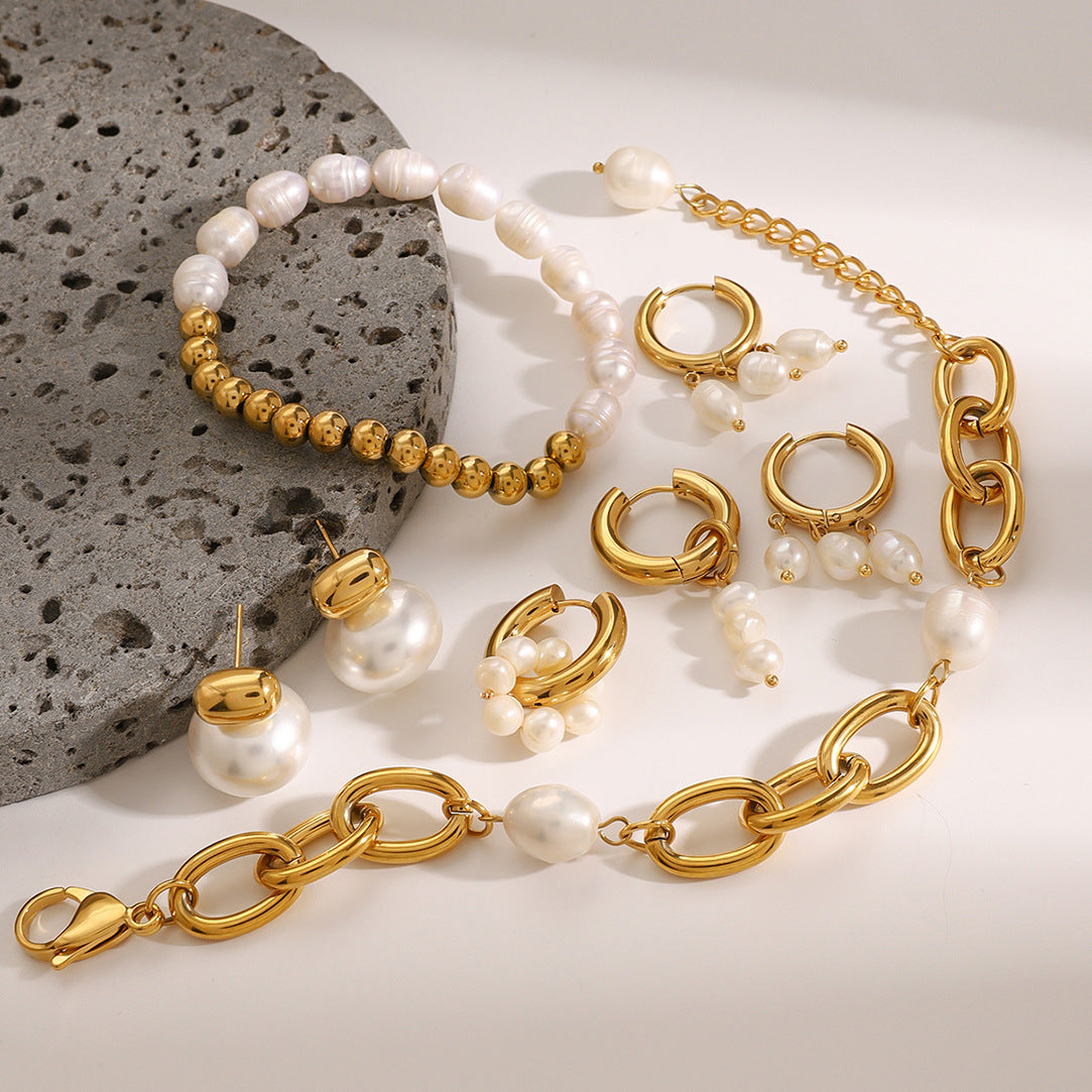 Stainless Steel Pearl Bracelet Earrings Jewelry earrings