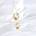 E0081 Fashion Diamond-Studded Multi-Hoop Earrings for Women, Stone-Studded Hoop Earrings, gold Export Small Accessories