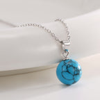 S925 Silver Turquoise Pendant Necklace Vintage Style