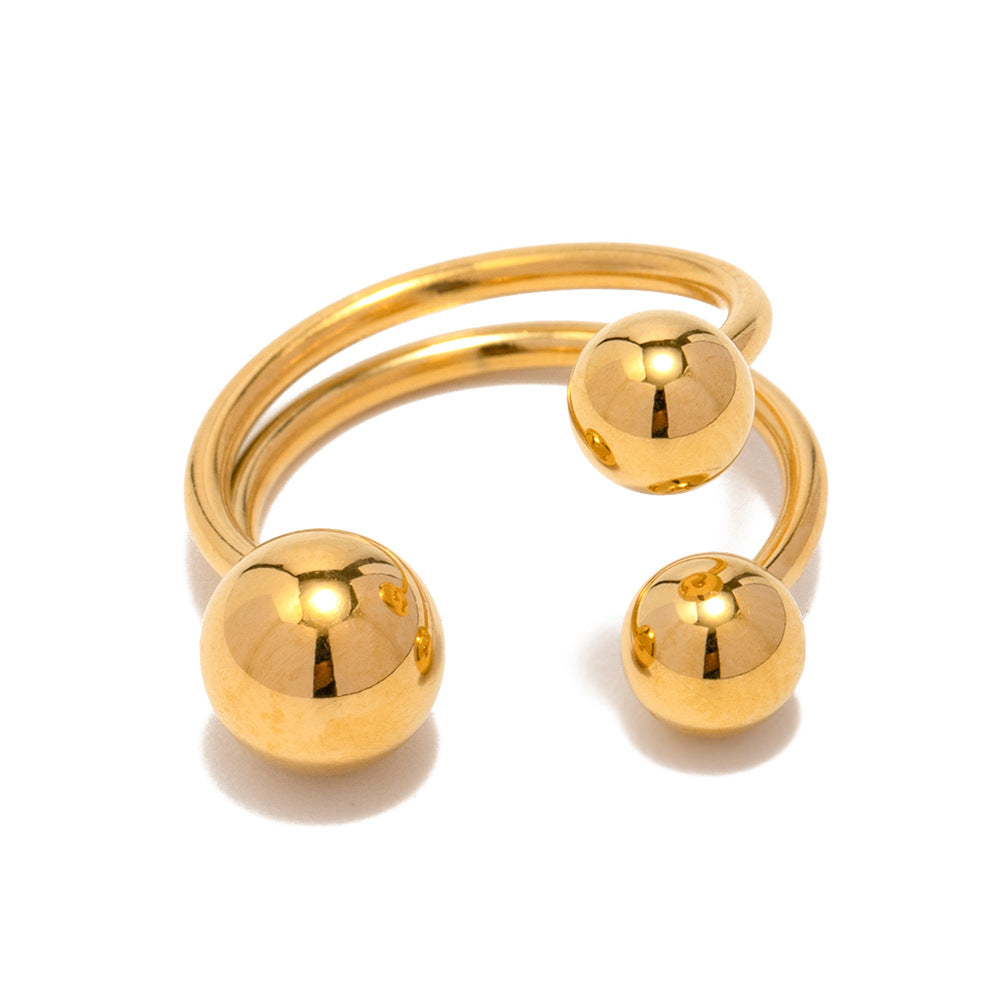2H Ring18K Golden Three Balls gold Open Ring