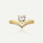 R0648 Luxurious Double Layer Ring for Women Hot Sale New Heart Zircon Vintage Versatile