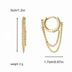 E0401 Tassel Chain Pendant Small Hoop Earrings Fashionable Personality Micro Pave Zircon Hoop Cyberpunk Earrings