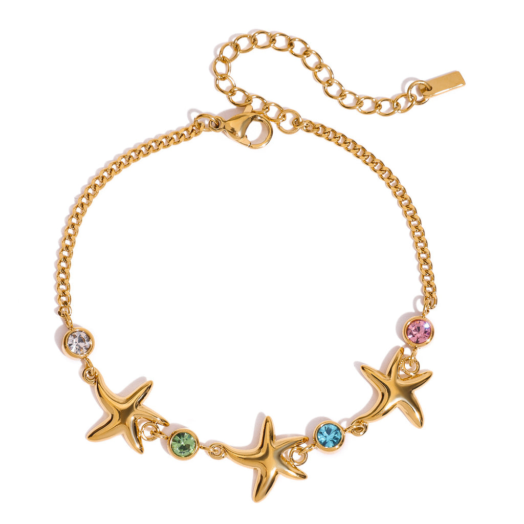 Zircon Starfish Bracelet Stainless Steel Jewelry for Women Non-Fading Jewelry