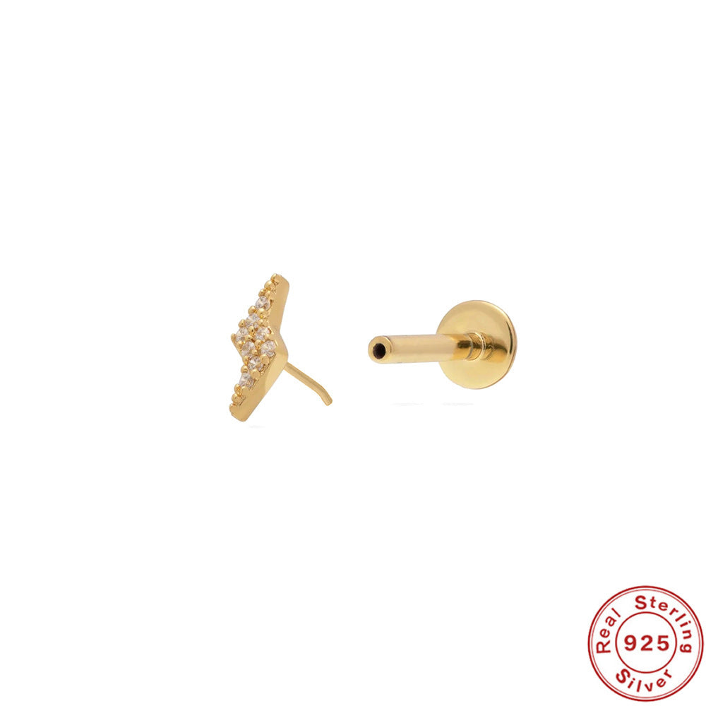 New S925Sterling Silver Stud Earrings18G Flat Head Push Piercing Cartilage Earrings Hot Selling Piercing Ear Lobe