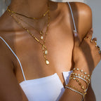 Stainless Steel Water Drop Glass Pendant Necklace Collarbone Chain Non-Fading Jewelry