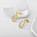 Gold-Plated Brass Twisted Oval Stud Earrings with oval design details