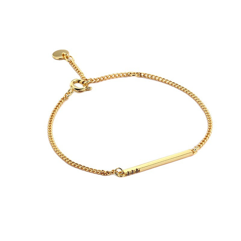 Geometric Horizontal Zircon Bracelet for Women Gold-plated with diamonds, simple design Fashion Jewelry Couple Gifts