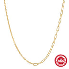 S925 Sterling Silver Asymmetric Collarbone Necklace With Mixed Links