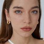 E0493 Fashion Retro C Snake Scale Pattern Earrings for Women, Copper Gold-Plated Simple Earrings