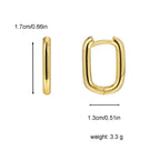 E0339New hoop Earrings for women geometric oval shape18K Real Gold Plating gold Simple Earrings