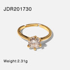 Same style ring18K Golden White Round Zircon Six-Claw Real Gold Plated Copper Jewelry