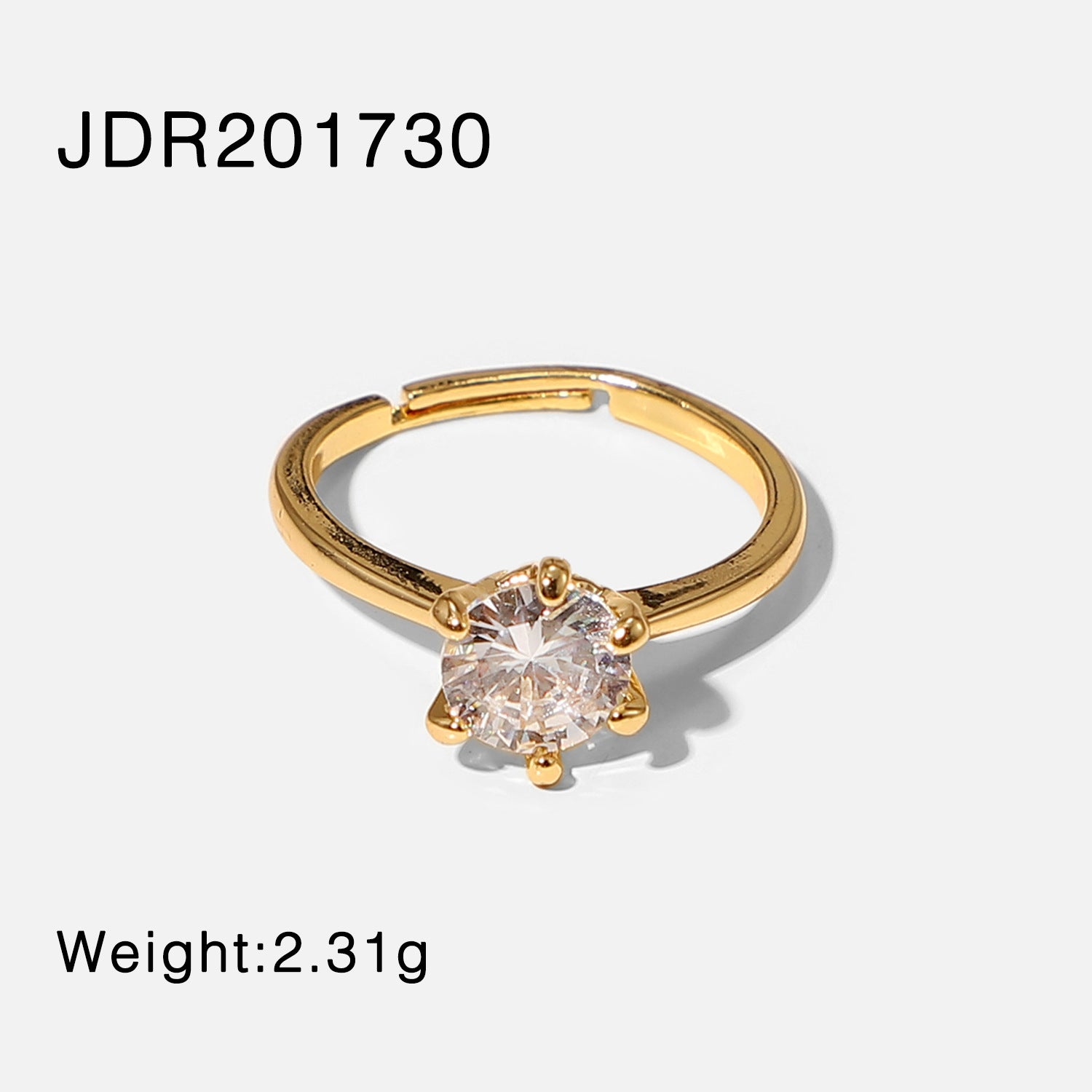 Same style ring18K Golden White Round Zircon Six-Claw Real Gold Plated Copper Jewelry