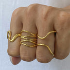2H Non-fading Ring Female Design Gold-plated Stainless Steel Accessories