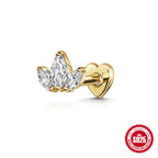 925Sterling Silver Style Inlaid Diamond Octagonal Star Heart Flat Head Soft Bone Piercing Ear Bone Stud New Threaded Earrings